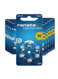 60-Pieces Renata (Size 10) Hearing Aid 1.45V Zinc-Air 0% Mercury Batteries