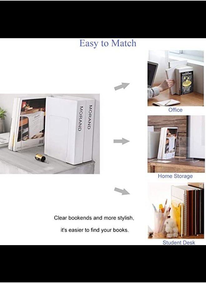 SMARTPOINTS Acrylic Bookends Pair Organizer Bookshelf Decor Decorative Bedroom Library Office School Supplies Stationery Gift  - Image 5