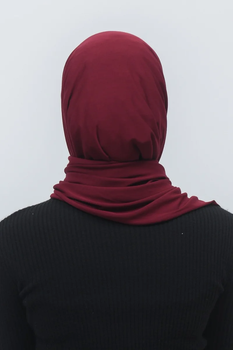 التوبة Hijab Combed Cotton Shawl Plain-Dark Claret Red