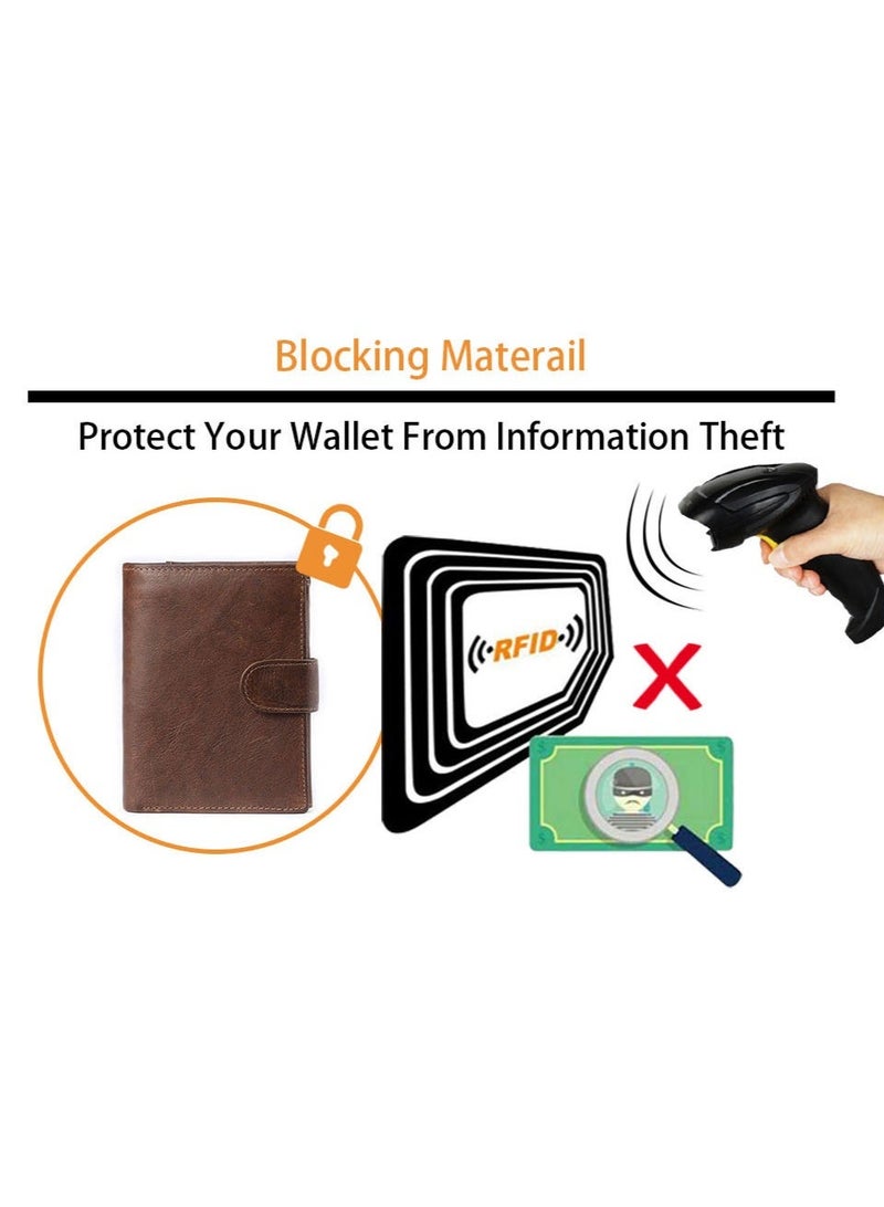 PLUSOX Genuine Leather Men Wallet Retro Cowhide Coin Purse Business Casual Card Holder Brown​ - Image 5