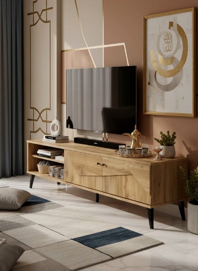 Living Wooden Plasma TV Table With Shelf 40x160 CM - Image 3