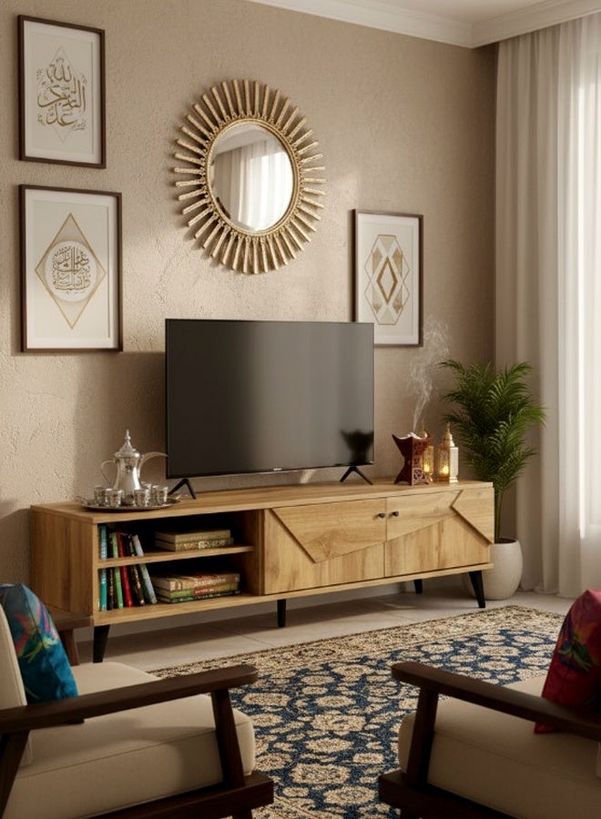 Living Wooden Plasma TV Table With Shelf 40x160 CM - Image 4