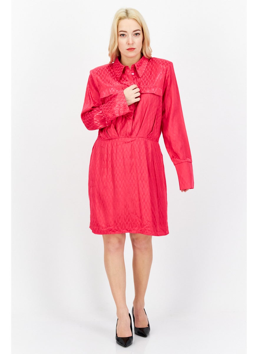 RIVER ISLAND Women Textured Midi Dress, Pink  - Image 2
