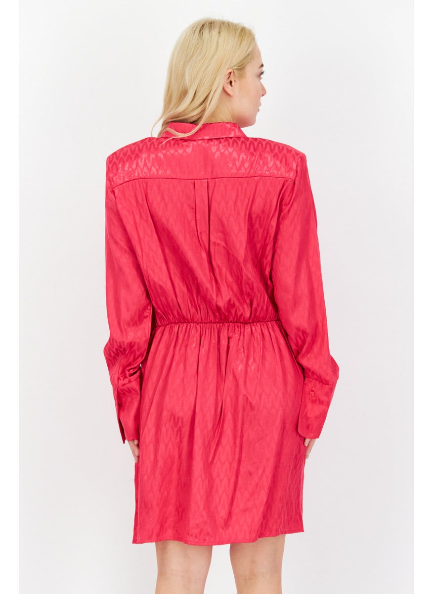 RIVER ISLAND Women Textured Midi Dress, Pink  - Image 3