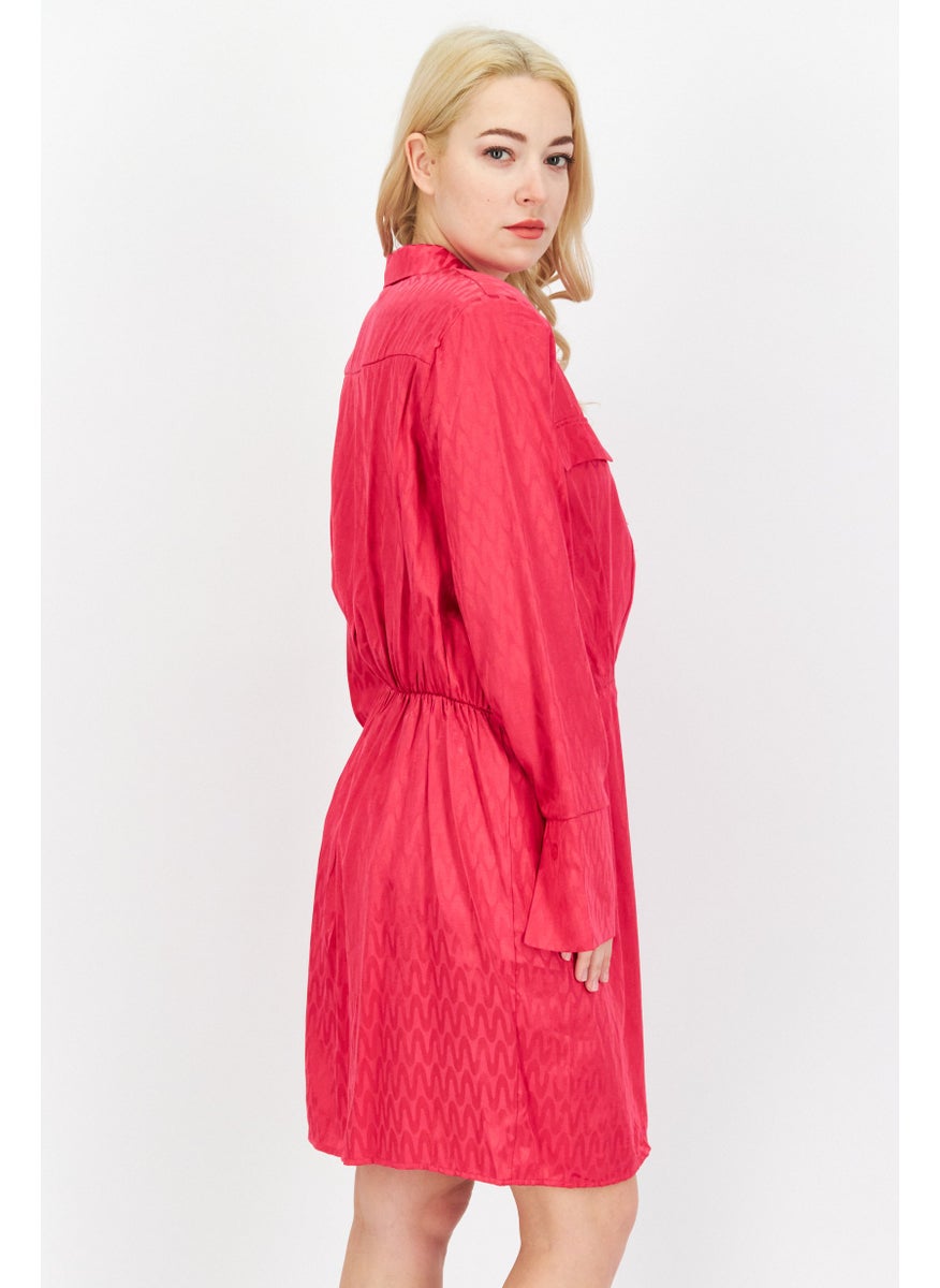 RIVER ISLAND Women Textured Midi Dress, Pink  - Image 4