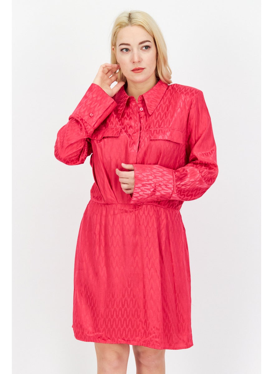 RIVER ISLAND Women Textured Midi Dress, Pink  - Image 1