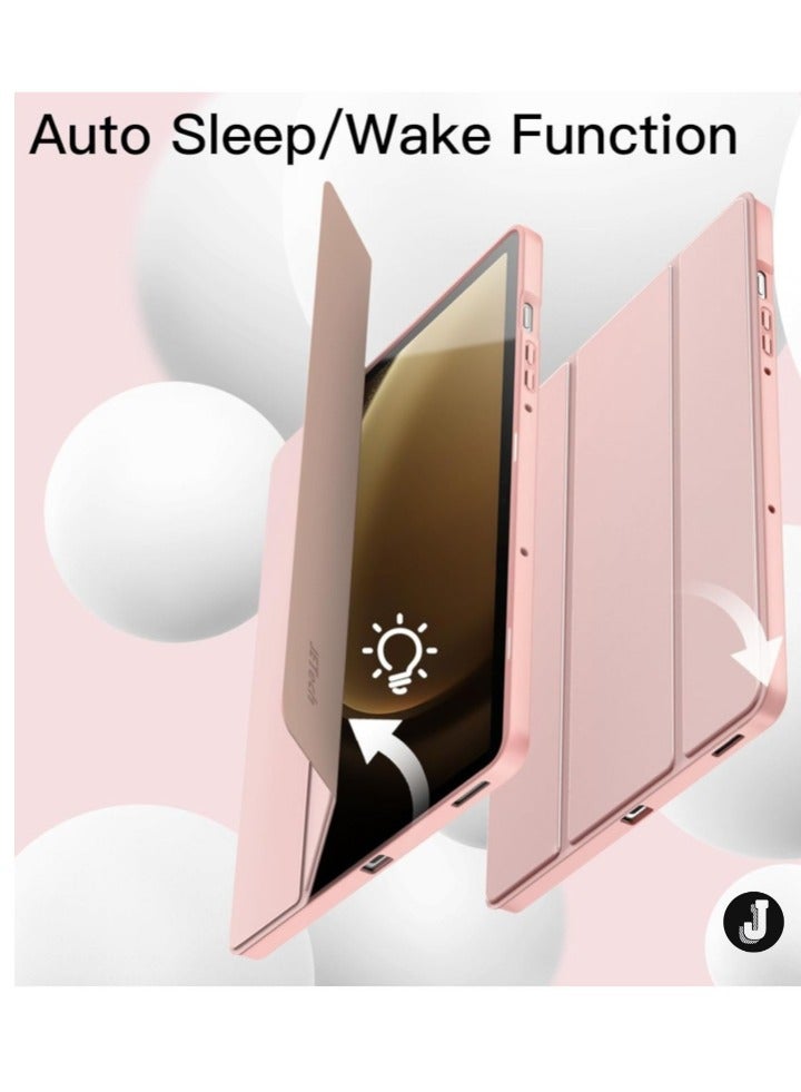 JAJEEK "2024 Case for Samsung Galaxy Tab S9 FE 10.9-Inch – Soft TPU Tri-Fold Stand Protective Cover with S Pen Holder, S Pen Charging Support, Auto Wake/Sleep (Rose Gold)" - Image 5