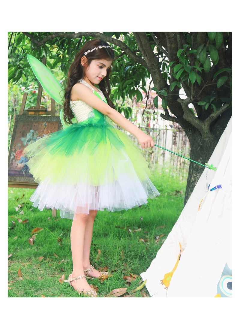 SYOSI Girls Princess Tutu Dress with Fairy Wings and Star Cane Forest Gauze Skirt Spirit Fluffy Birthday Party Up Clothes Gifts Children Size L for 5-6 Years Old  - Image 4
