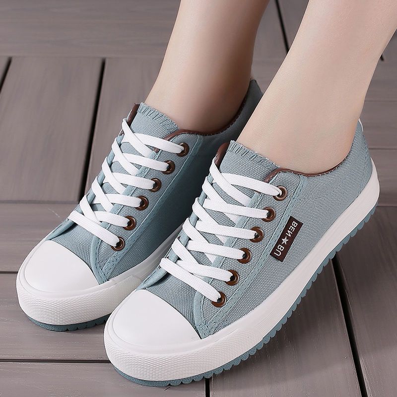 New Womens Canvas Shoes Breathable Fashion Sneakers light blue (cloth surface)