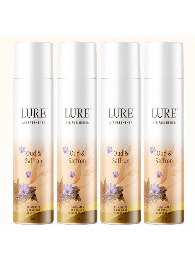 Lure Room Freshener | Air Freshener for Home And Office - OUD & SAFFRON (220ml Each, Pack of 4) - Image 1