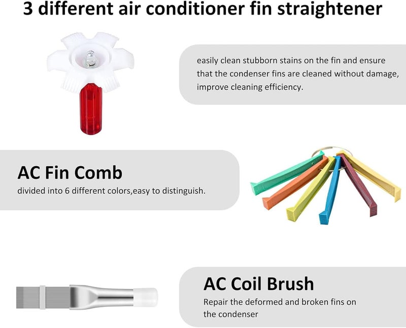 Foloose Air Conditioner Fin Cleaner Set Air Conditioner Condenser Fin Comb Ac Coil Cleaner Air Refrigerator Fin Cleaner Evaporator Radiator Repair Clean Tool(6PCS） - Image 5