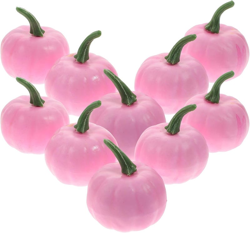 FUOYLOO 12 Pcs Pink Artificial Pumpkins Made of Foam for Halloween and Fall Harvest Decoration, Lightweight Fake Pumpkin Decor for Table Centerpiece and Creative Pictures - Image 1
