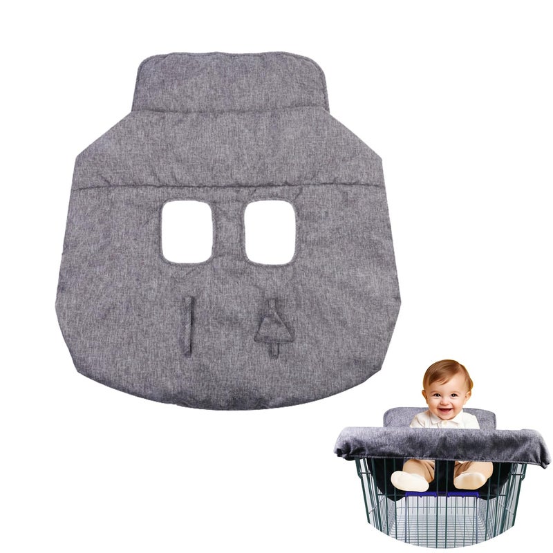 WedFeir Shopping Cart Cover for Baby Cotton High Chair Cover Infant Grocery Cart Cushion Liner with Storage Pouch Foldable Machine Washable for Infant Toddler Boy or Girl Grey - Image 1