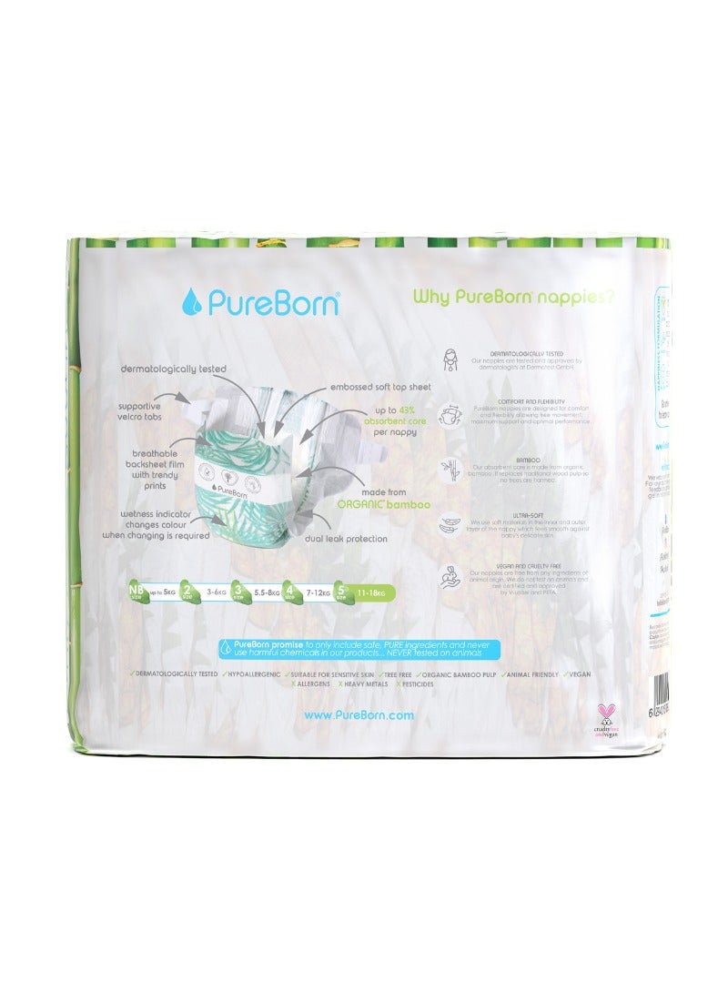 PureBorn حفاضات أطفال عضوية على شكل شريط حجم-5 11-18 كجم بطبعة أناناس - Image 2