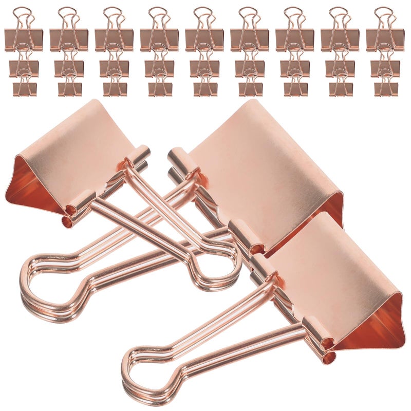 Rose Gold Long Tail Binder Clips Set 30pcs Assorted Sizes Metal Document Office Filing - Image 2
