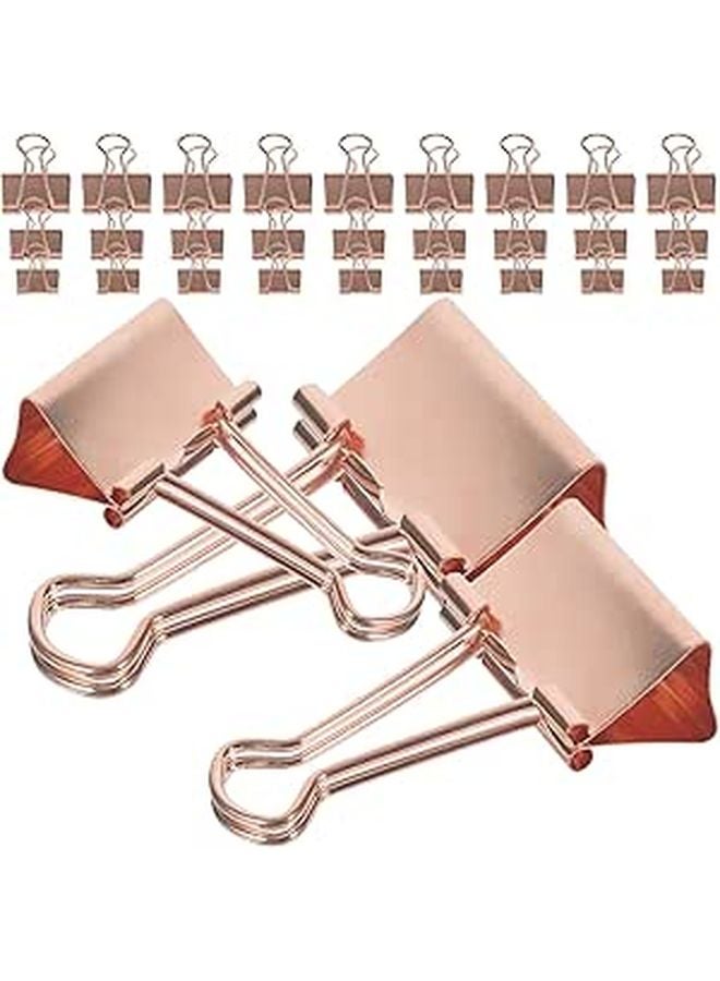Rose Gold Long Tail Binder Clips Set 30pcs Assorted Sizes Metal Document Office Filing - Image 1