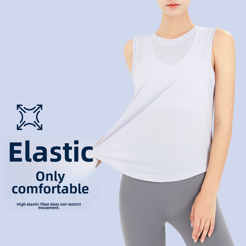 Generic Breathable Mesh Yoga Tank Top for Women Black  - Image 5
