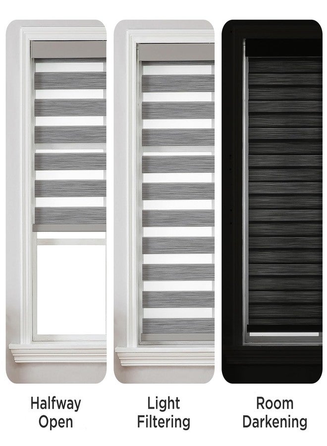 Joydeco Cordless Zebra Blinds (Pro), Dual Layer Light Control Zebra Blinds for Windows, Light-Proof Aluminum Cover, Free-Stop Roller Shades for Home & Office (Gray, 25" W x 75" H) - Image 3
