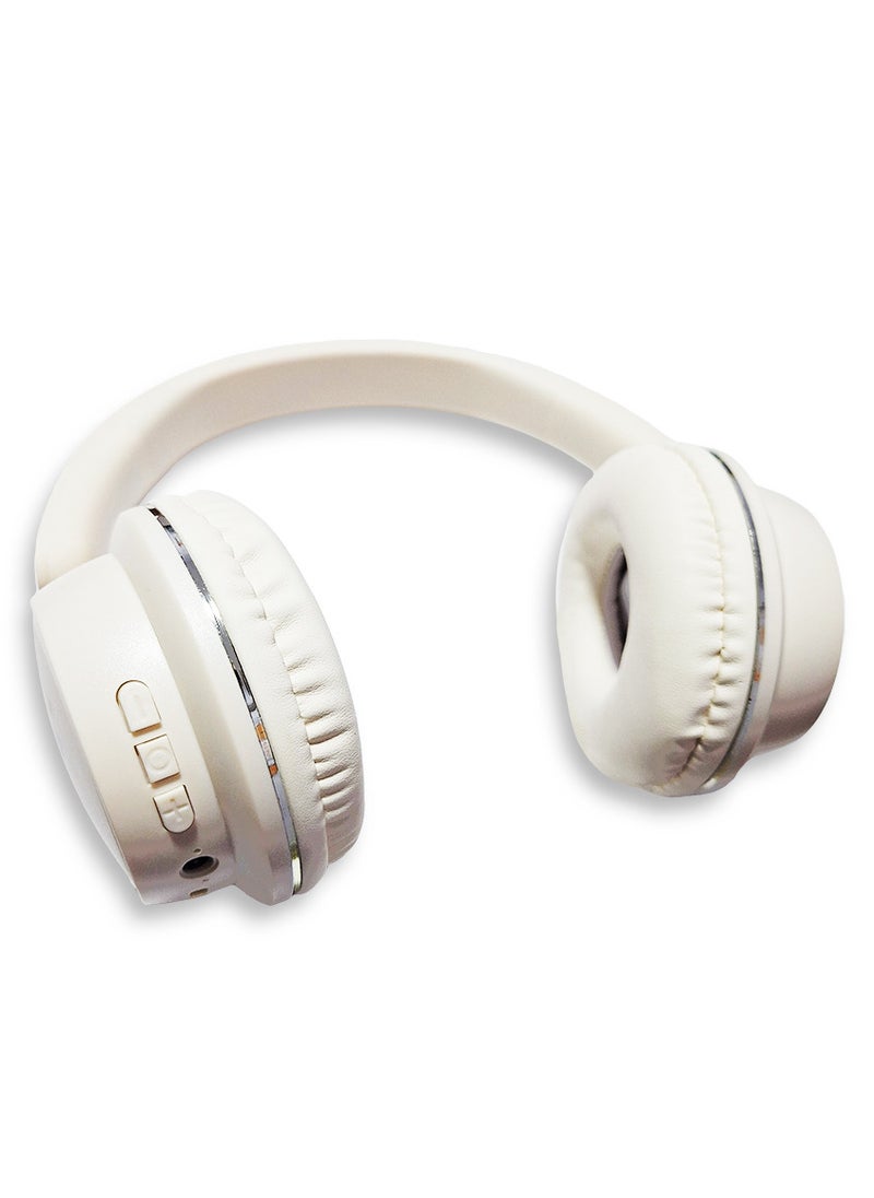 Generic - Bluetooth Headphone , Wireless Headset , Model WS-620 , Bluetooth , Play Time 20 Hours , Battery 150mAh, External Built In Microphone, USB Type-C, Pure Bass Sound, Noise Cancelling (Beige) - Image 1
