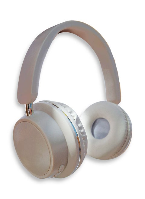 Bluetooth Headphone , Wireless Headset , Model WS-620 , Bluetooth , Play Time 20 Hours , Battery 150mAh, External Built In Microphone, USB Type-C, Pure Bass Sound, Noise Cancelling (Beige)