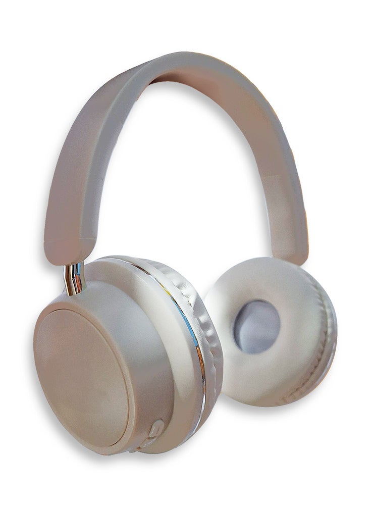 Generic - Bluetooth Headphone , Wireless Headset , Model WS-620 , Bluetooth , Play Time 20 Hours , Battery 150mAh, External Built In Microphone, USB Type-C, Pure Bass Sound, Noise Cancelling (Beige) - Image 1