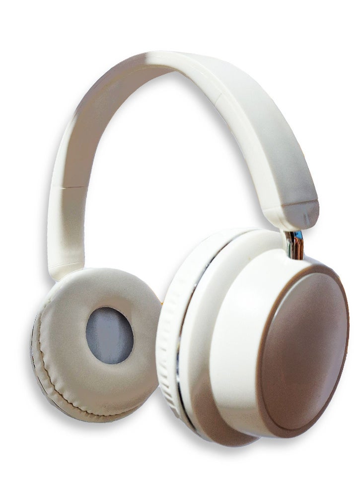 Generic - Bluetooth Headphone , Wireless Headset , Model WS-620 , Bluetooth , Play Time 20 Hours , Battery 150mAh, External Built In Microphone, USB Type-C, Pure Bass Sound, Noise Cancelling (Beige) - Image 1