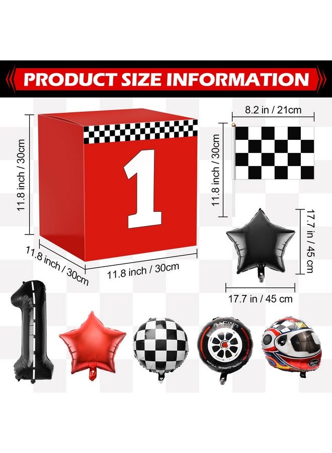 Windspeed 4+18 P Racing Car Party Boxes, Windspeed 4 Racecar Boxes for Racing Car Themed Birthday Party Fast One Birthday Decorations with 10 Checkered Flags 8 Race Car Theme Balloons - Image 2