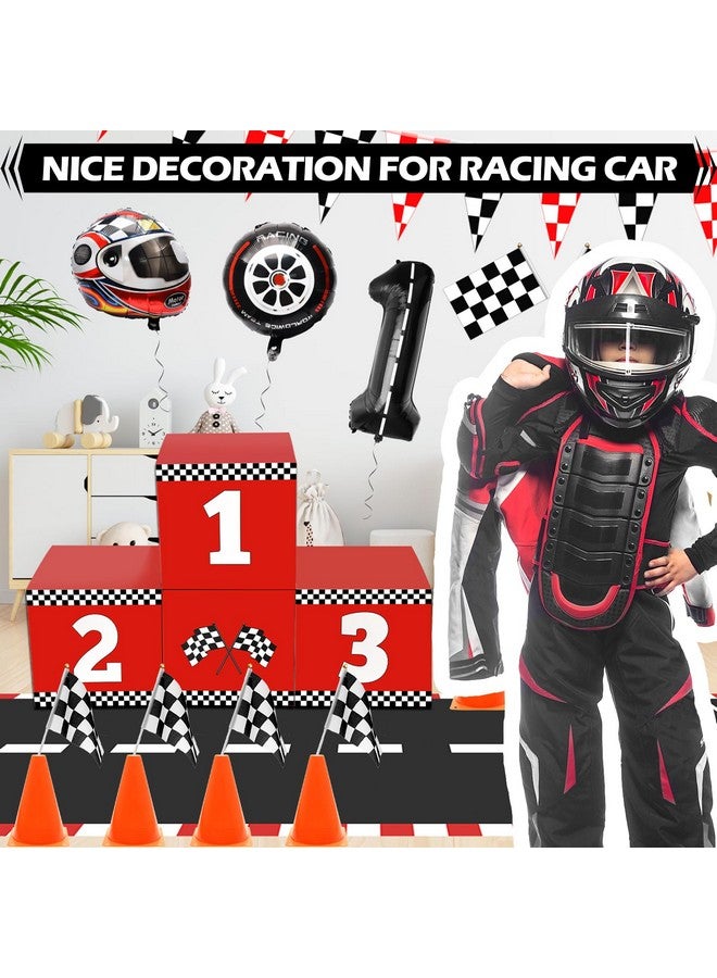 Windspeed 4+18 P Racing Car Party Boxes, Windspeed 4 Racecar Boxes for Racing Car Themed Birthday Party Fast One Birthday Decorations with 10 Checkered Flags 8 Race Car Theme Balloons - Image 5