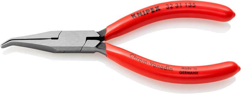 KNIPEX Long Nose Relay Adjusting Pliers with Flat Tips, 40 Degree Angled Design, Red - Image 2
