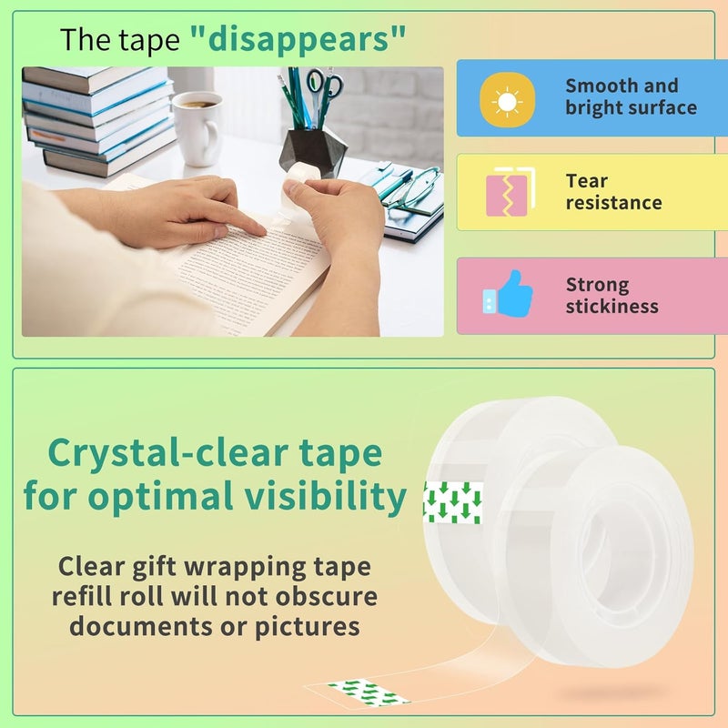 OWLKELA 12 Rolls Clear Tape Refills, Transparent Tape, All-Purpose Transparent Glossy Tape Rolls for Office, Home, School（60U） - Image 5