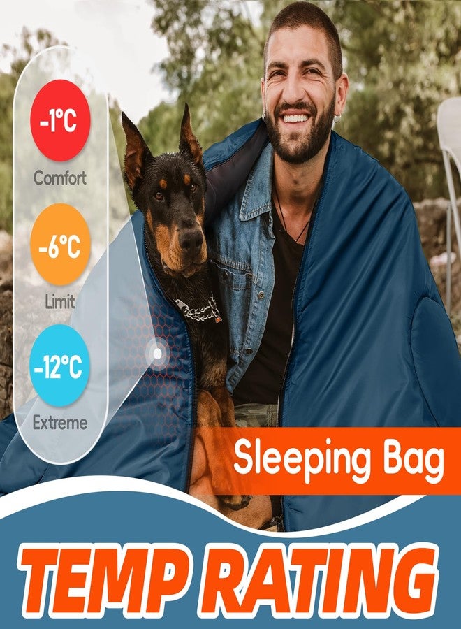 MEREZA 0 Degree Winter Sleeping Bag for Adults Kids with Pillow, Cold Weather Sleeping Bag for 4 Season Camping Hiking Backpacking Sleeping Bags for Big and Tall Blue - Image 4