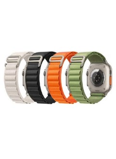4Pack for Apple Watch Alpine Loop Band 49mm/45mm/44mm Nylon Woven Sport Strap Compatible with iWatch Series 8/Ultra/7/SE/6/5/4/3/2/8 White/Green/Orange/Black