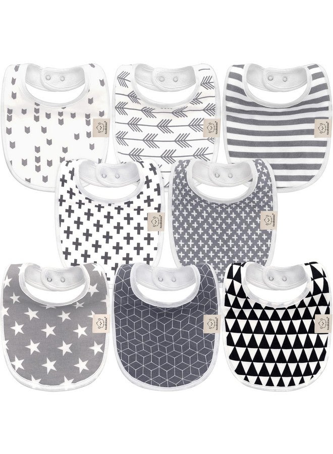 KeaBabies 8Pack Organic Baby Bibs For Girls & Boys Teething Newborn Bibs For Baby Girl Boy (Grayscale)  - Image 1