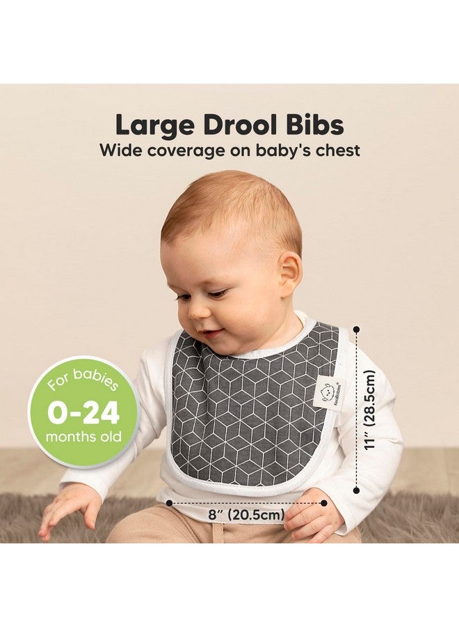 KeaBabies 8Pack Organic Baby Bibs For Girls & Boys Teething Newborn Bibs For Baby Girl Boy (Grayscale)  - Image 3
