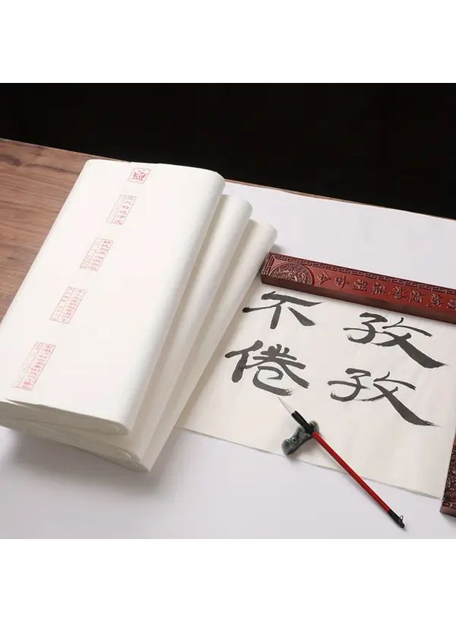 Four Feet Four Sheets Rice Paper 50 Sheets Semi Raw Thickened Xuan Paper Calligraphy Brush Painting Practice for Beginners - Image 3
