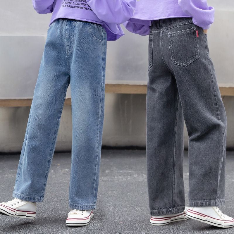 Girls' Pants Wear Western Style Autumn Trousers Middle And Big Children Fleece-Lined Wide Leg Pants Children'S Jeans - Image 5