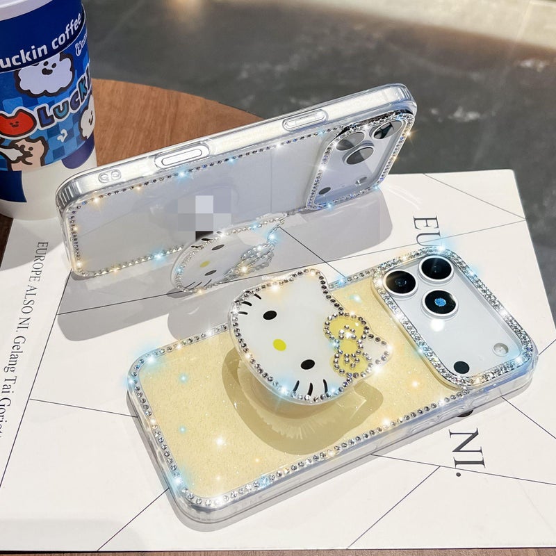 17Air Sparkling Diamond Hello Kitty Case with Stand for iPhone 17Air, Compatible with Apple 16 15Pro - Image 5