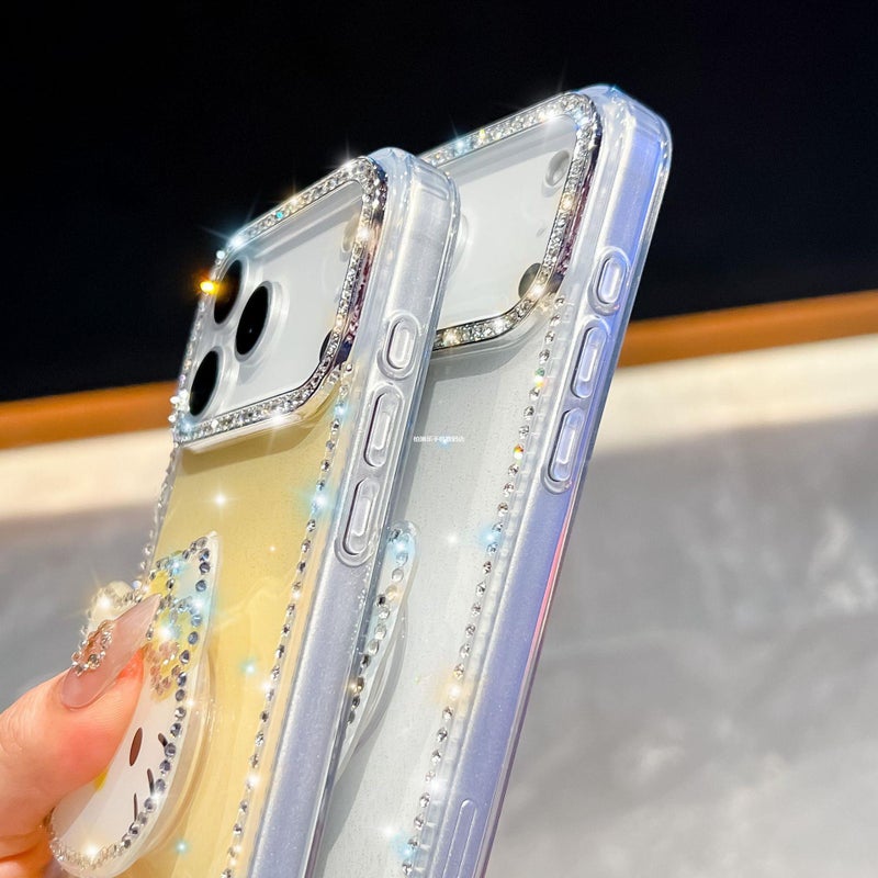 17Air Sparkling Diamond Hello Kitty Case with Stand for iPhone 17Air, Compatible with Apple 16 15Pro - Image 4