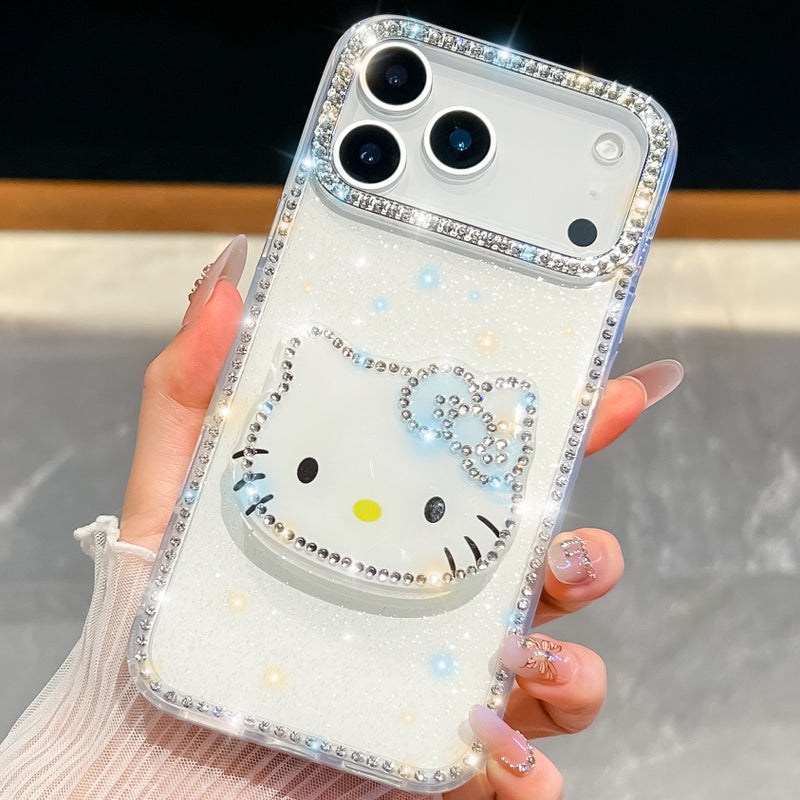 17Air Sparkling Diamond Hello Kitty Case with Stand for iPhone 17Air, Compatible with Apple 16 15Pro - Image 1