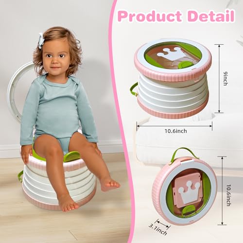 Yszawmx Portable Potty Chair for Toddlers with SplashProof Design Foldable Travel Potty with Bag 30 Refills Kids Toilet for Car Camping Indoor Easy Clean Baby Potty Training Seat WhitePink - Image 3