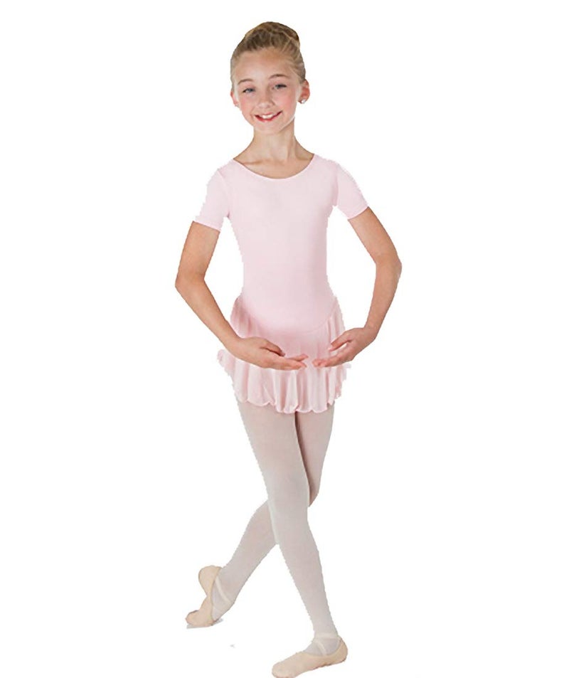 Body Wrappers Short Sleeve Chiffon Skirted Leotard (BWP191) Lilac, 6X-7 - Image 1
