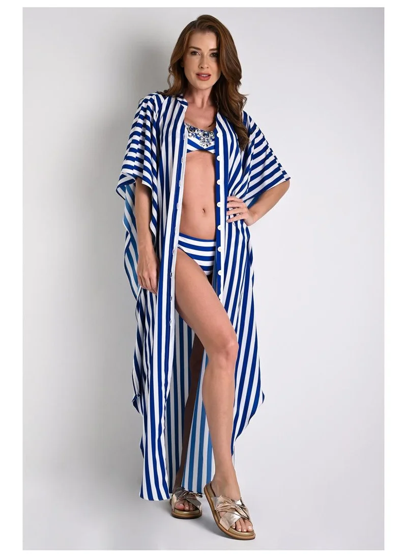Wide Striped Beach Cover-Up