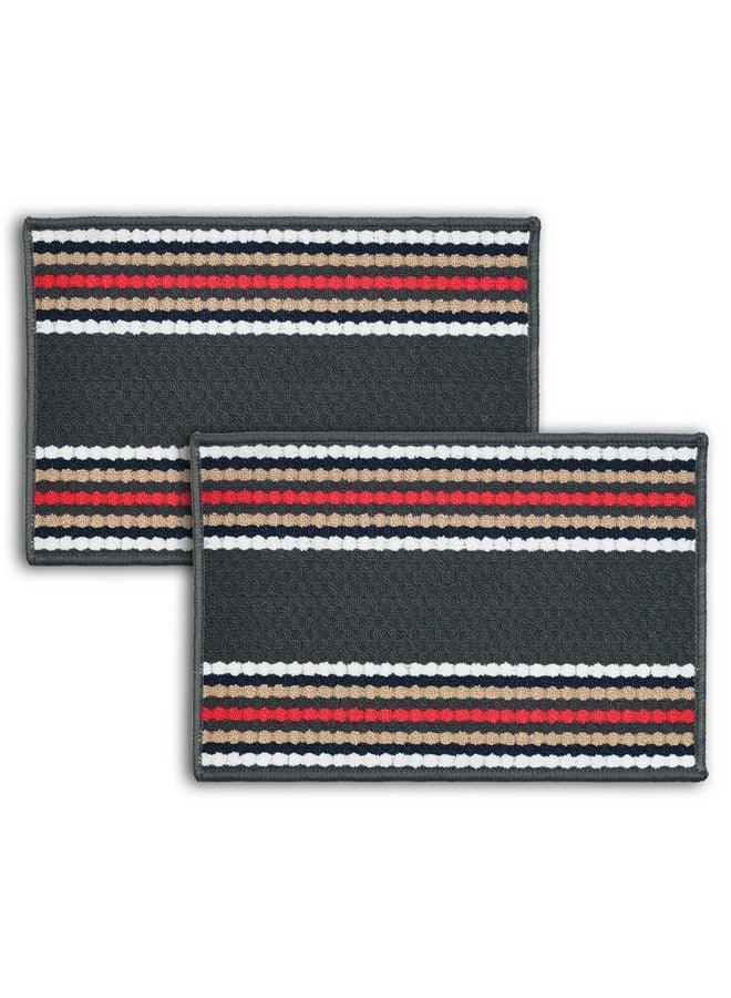 Status Contract حصيرة مدخل مضادة للانزلاق من ستاتوس كونتراكت (38x58 سم) | سجادة غرفة المعيشة | سجادة أرضية من البولي بروبيلين للمنزل | سجادة صغيرة أساسية للمكتب وغرفة النوم والمطبخ | - عبوة من 2 (رمادي)، مستطيلة - Image 1