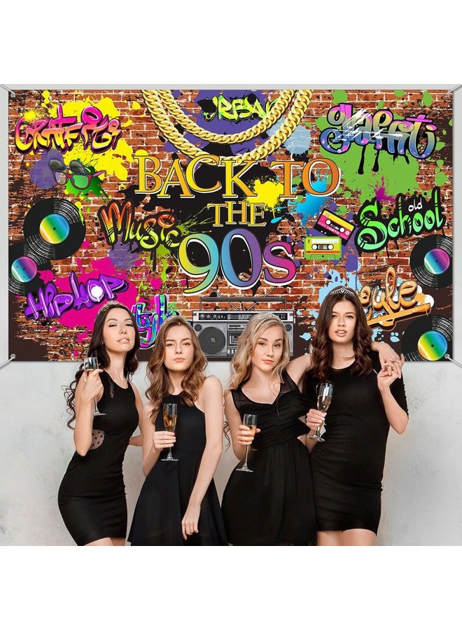Tatuo 90s Backdrop for Photoshoot Hip Hop Graffiti Banner Brick Wall Retro Radio Photography Background Back to The 90 s Themed Party Decoration Studio Props 5.9 x 3.6 ft - Image 5