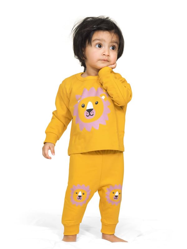 ARIEL Unisex Baby Full Sleeves Cotton Sweatshirt & Joggers Set (Pack of 2) (AR-BS-P2-bby_tie_Mustard_Lion-9-12) - Image 5