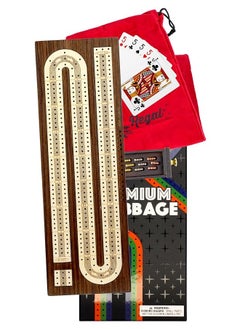 Regal Games Regal Games - Luxury Cribbage Board - Portable & Elegant Cribbage Set - Includes 1 Natural Wood Game Board, Deck of Cards, Felt Storage Bag, 9 Metal Pegs - Fun Family Games - for 2-4 Players Ages 8+  - Image 2