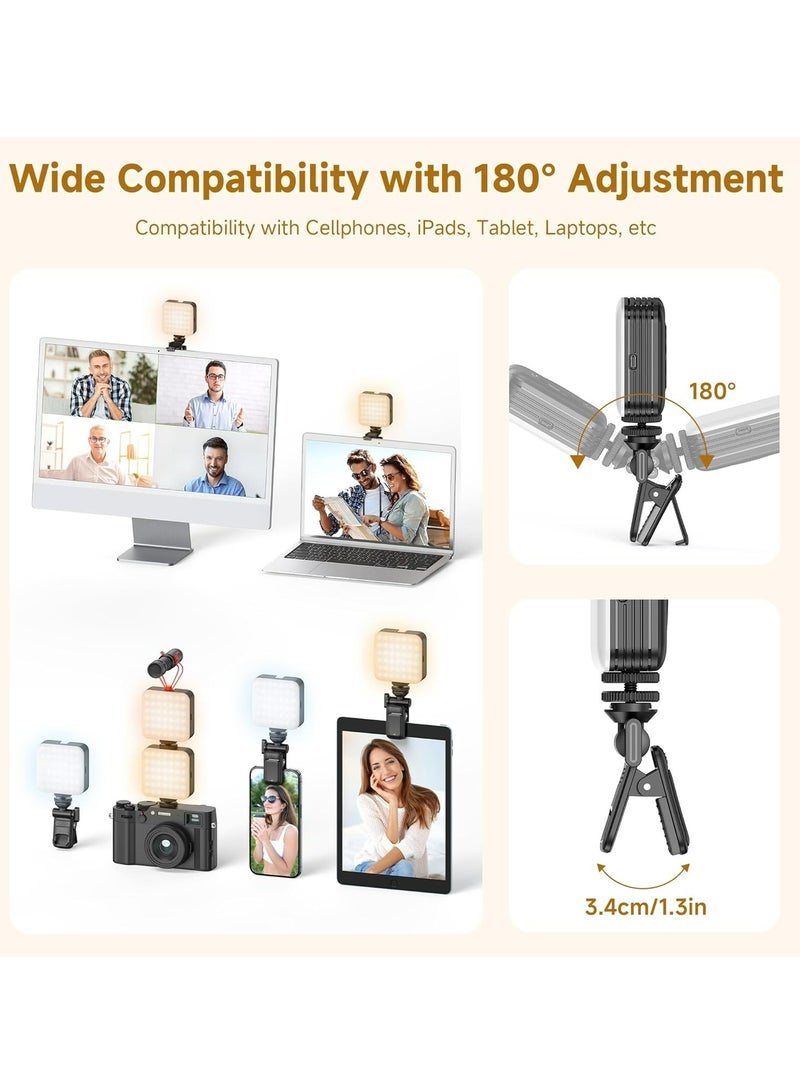 YJS 80 LED Selfie Light, Phone Light with Clip & 1/4 in Screw Hole, Portable Light with 3 Light Modes, Rechargeable Clip Fill Video Conference Light Selfie Panel Light for Phone/Camera/iPad/Laptop/TikTok - Image 4