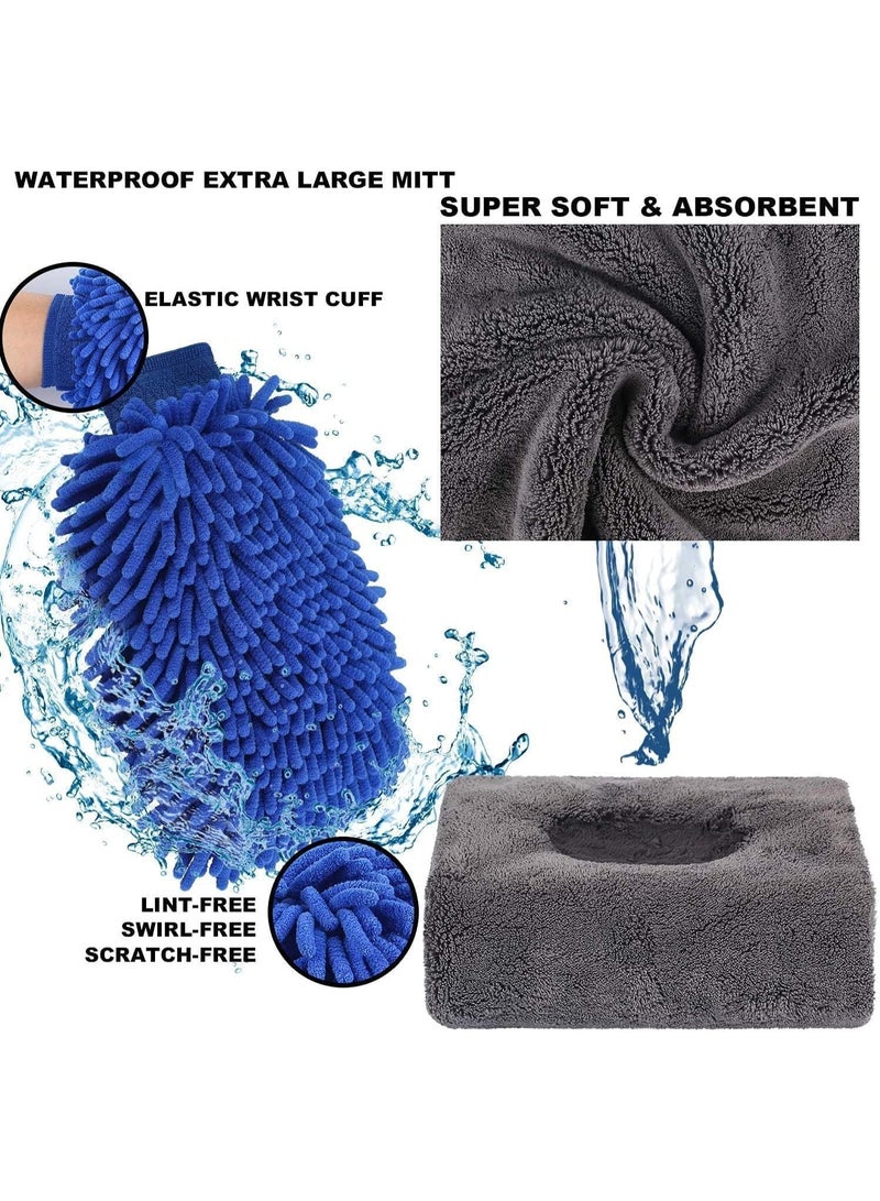 VIUAUAX Car Wash Cleaning Tools Kit Car Detailing Set with Bag Collapsible Bucket Wash Mitt Sponge Towels Tire Brush Window Scraper Duster Complete Interior Car Care Kit.Car Wash Detailing Cleaning Tools Set with Bag Collapsible Bucket Wash Mitt - Image 2