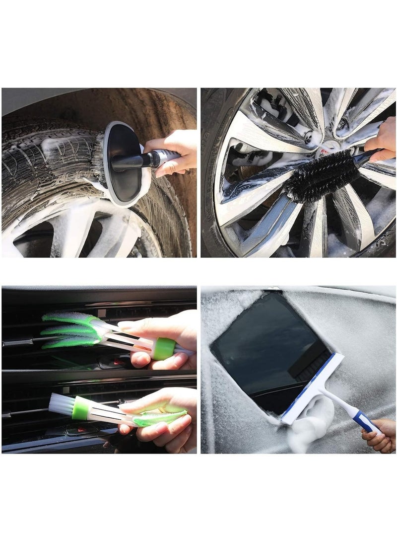 VIUAUAX Car Wash Cleaning Tools Kit Car Detailing Set with Bag Collapsible Bucket Wash Mitt Sponge Towels Tire Brush Window Scraper Duster Complete Interior Car Care Kit.Car Wash Detailing Cleaning Tools Set with Bag Collapsible Bucket Wash Mitt - Image 5