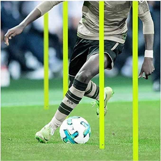 Fitfix ® Agility Slalom Poles Football Training Foldable Unisex Adults- Set of 12 Ps(5 ft x 25 mm) 60 Inch with Steel Nails Speed Agility Training Set Kids Adults Outdoor Sports Exercise Pet Training - Image 1
